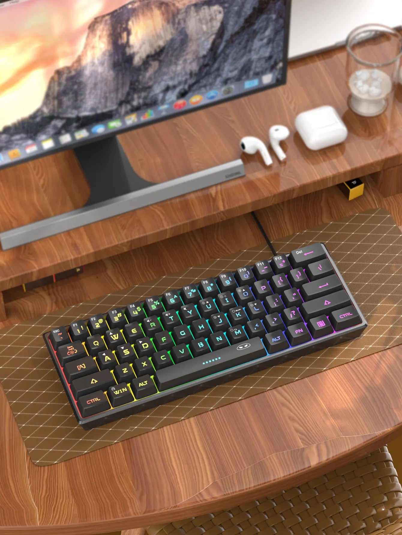 MageGee Mini 60% Clavier de Jeu, Clavier Mécanique Ultra-Compact 61 Touches Rétroéclairé RGB, Ergonomique TS91 Imperméable Sensation de Bureau