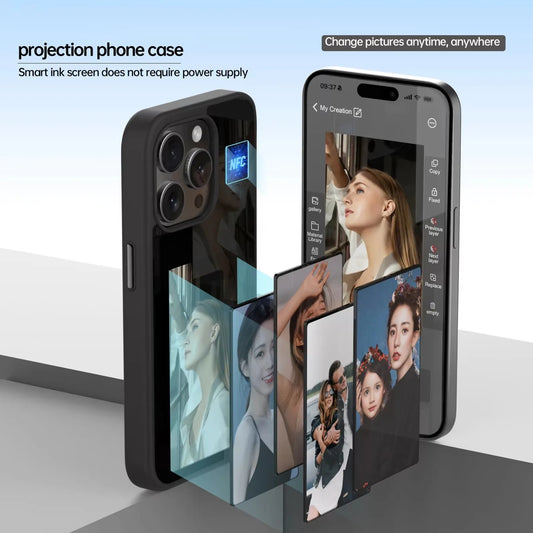 Écran d'affichage de 3,7 pouces E-lnk NFC pour étui de téléphone à projection d'écran sans fil pour iPhone 13 14 15 16