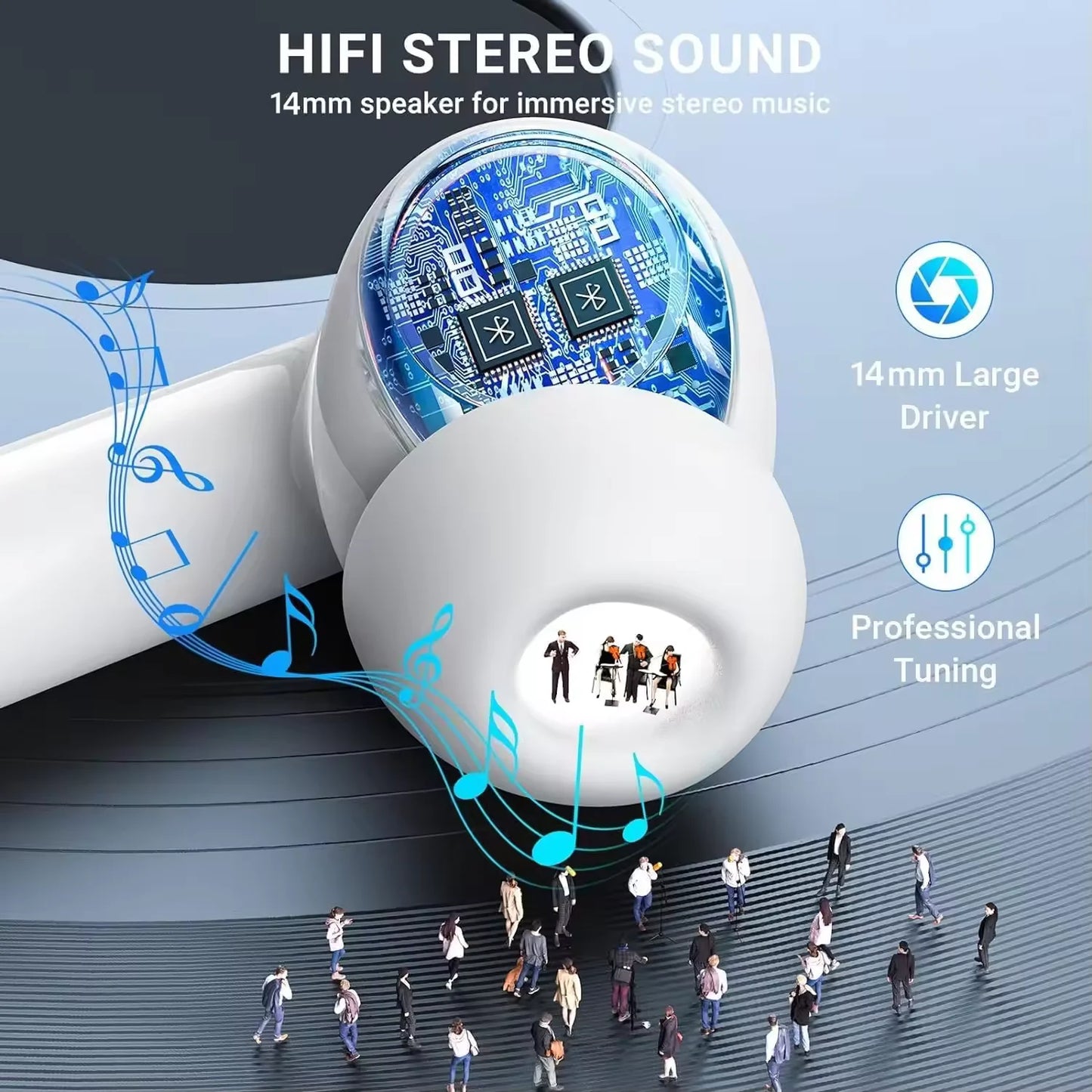 Nouveaux écouteurs sans fil Bluetooth à réduction de bruit Haut-Parleurs Pro Audio 2025 pour iPhone Android