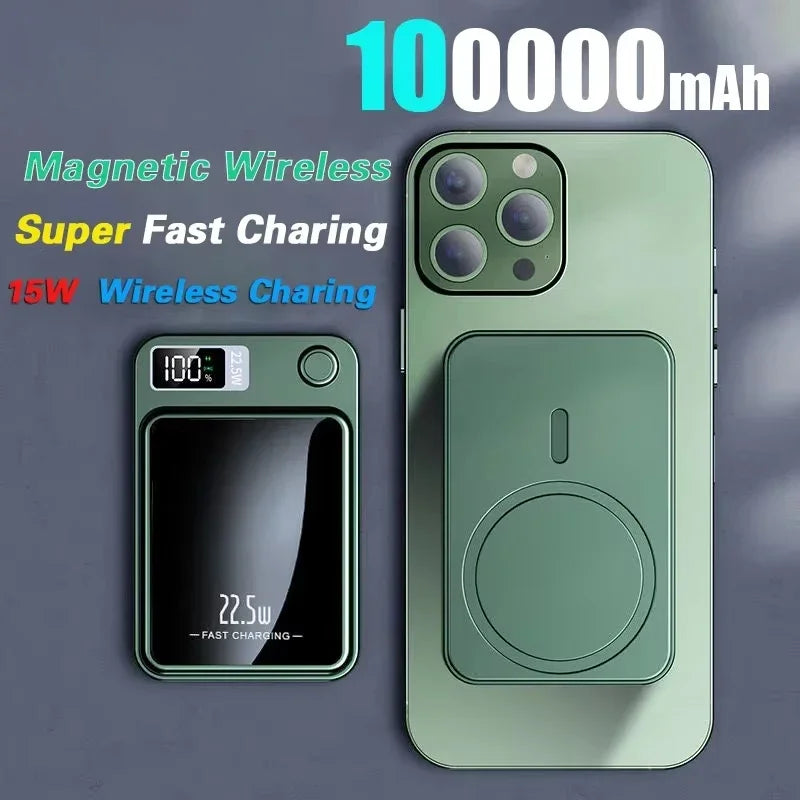200000 mAh 22,5 W Chargeur sans fil magnétique Banque d'alimentation de charge rapide Batterie externe portable Adaptateur pour iPhone Huawei Samsung
