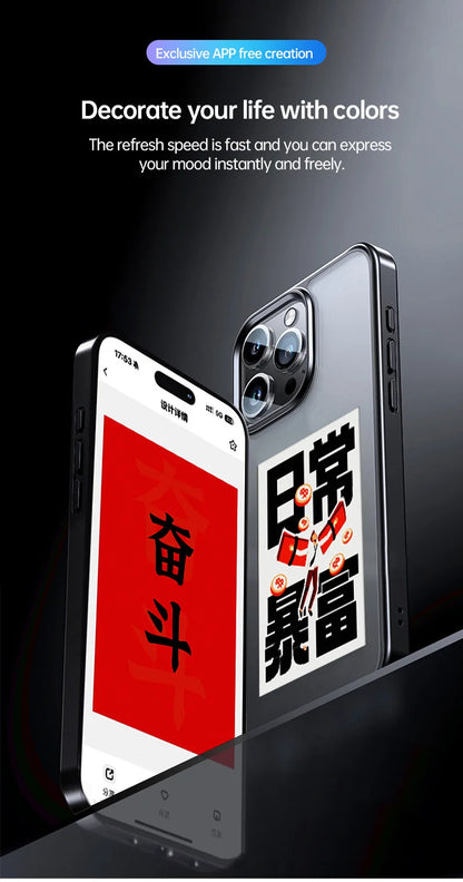 Écran d'affichage de 3,7 pouces E-lnk NFC pour étui de téléphone à projection d'écran sans fil pour iPhone 13 14 15 16