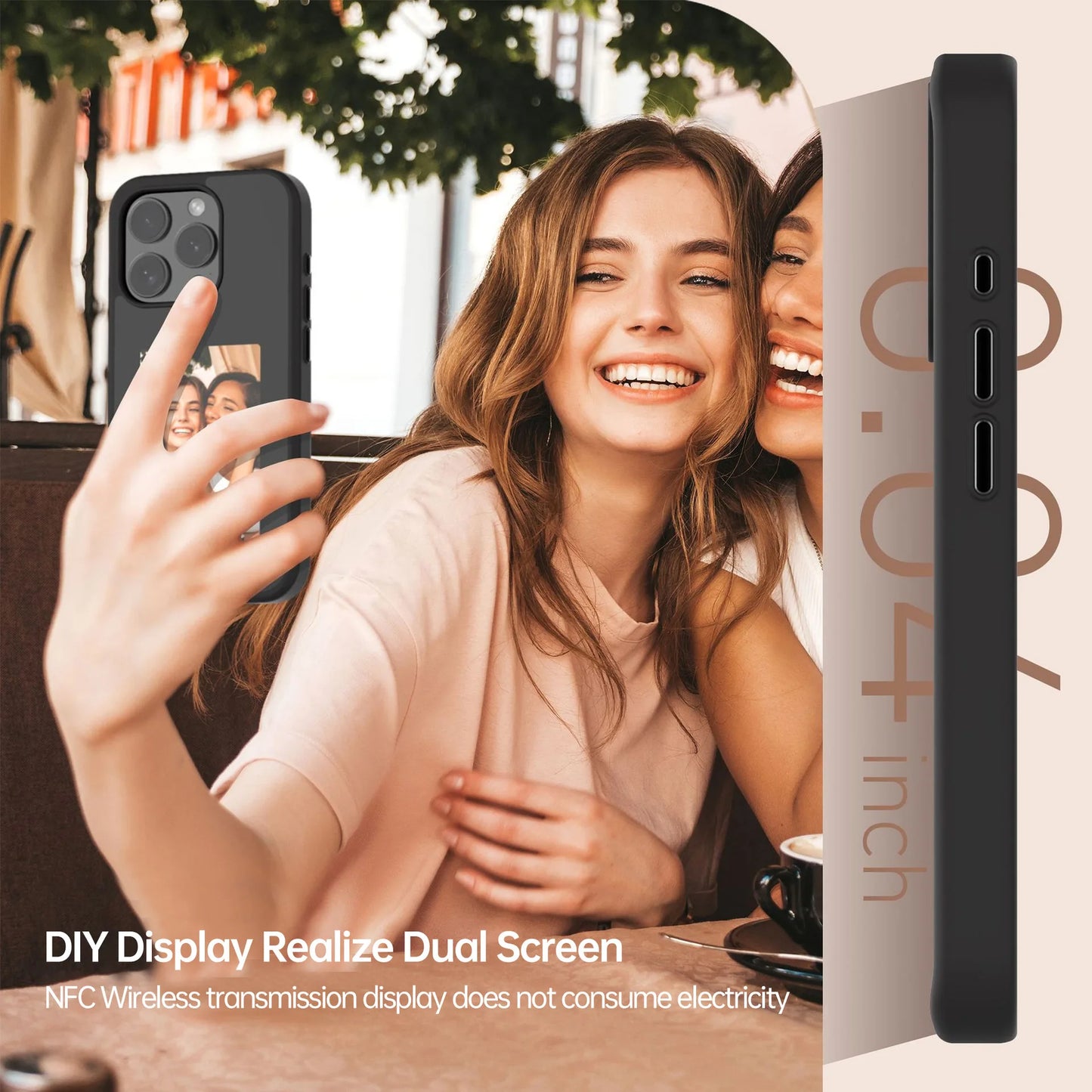 Écran d'affichage de 3,7 pouces E-lnk NFC pour étui de téléphone à projection d'écran sans fil pour iPhone 13 14 15 16
