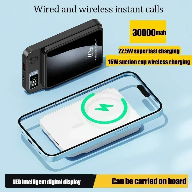 200000 mAh 22,5 W Chargeur sans fil magnétique Banque d'alimentation de charge rapide Batterie externe portable Adaptateur pour iPhone Huawei Samsung