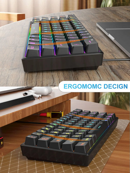 MageGee Mini 60% Clavier de Jeu, Clavier Mécanique Ultra-Compact 61 Touches Rétroéclairé RGB, Ergonomique TS91 Imperméable Sensation de Bureau