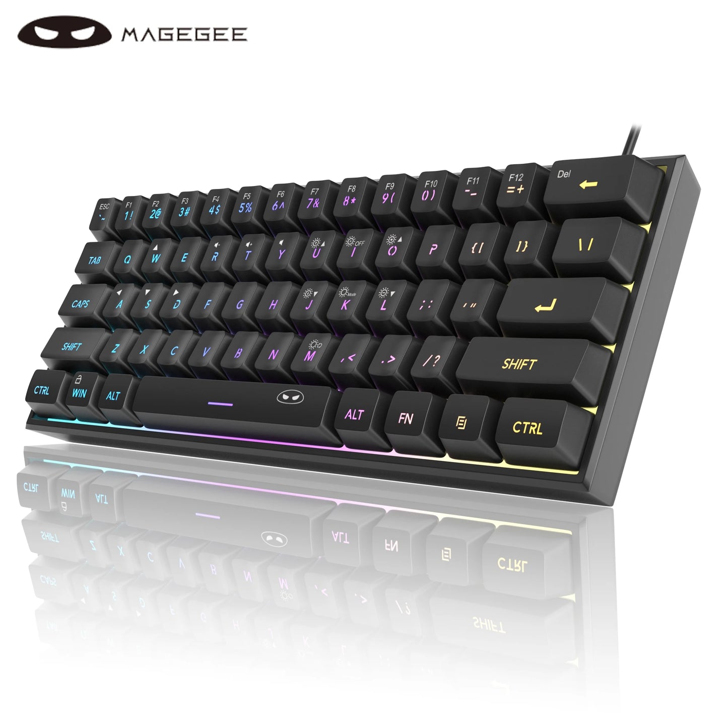 MageGee Mini 60% Clavier de Jeu, Clavier Mécanique Ultra-Compact 61 Touches Rétroéclairé RGB, Ergonomique TS91 Imperméable Sensation de Bureau